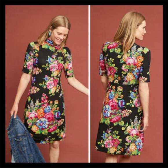 Anthropologie Ett:Twa Coreyell Black Floral Dress - Picture 3 of 5